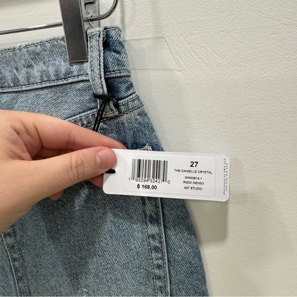 WeWoreWhat The Danielle w/Crystal Buttons Rigid Indigo Jeans Size 27 - Picture 9 of 10